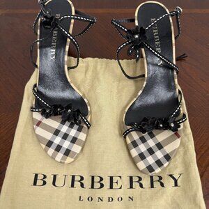 Burberry Nova Check & Floral Heel Sandals